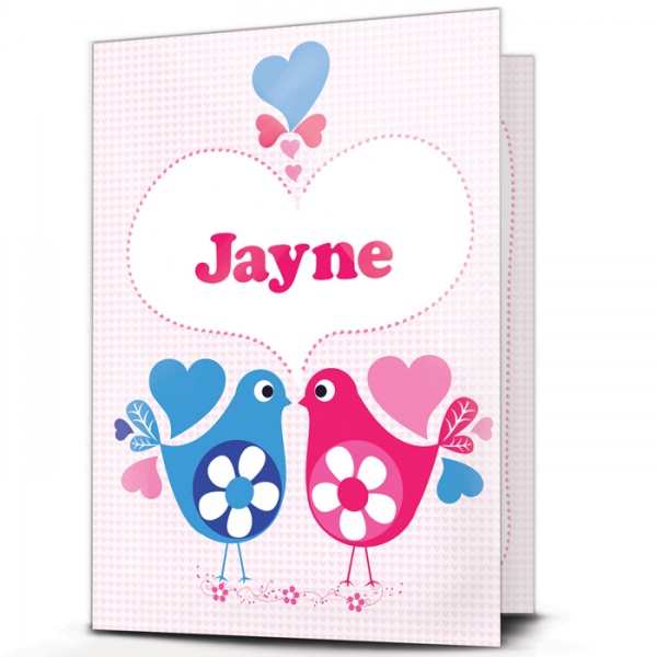 Personalised Love Hearts Bird Card